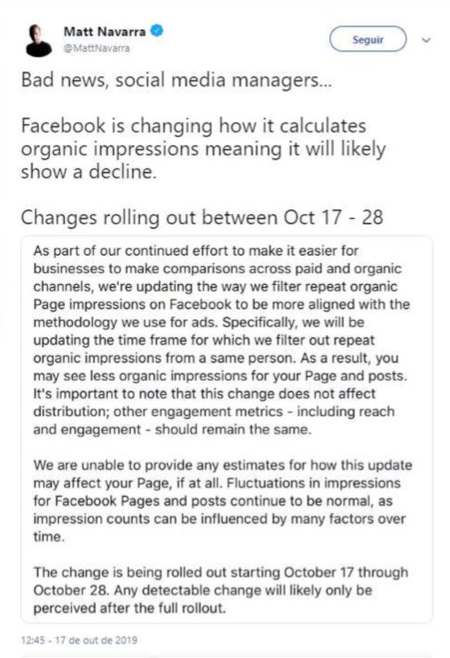 Facebook muda impressões orgânicas em fan pages
